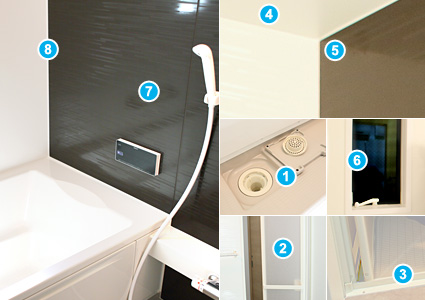 浴室の防カビコーティング「リタ・コート カビプロテクト」のコーティング箇所