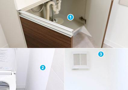 洗面台・トイレの防カビコーティング「リタ・コート カビプロテクト」のコーティング箇所