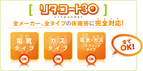 「リタ・コート30」は全メーカー、全タイプの床暖房に完全対応！