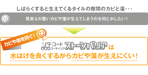 リタ・コート「ストーンバリア」は水はけをよくするからカビや藻が生えにくい！